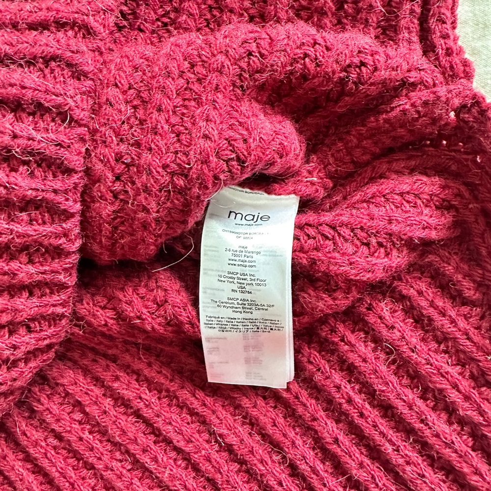 Maje Ribbed Knit Sweater - Deep Red - Picture 4 of 9